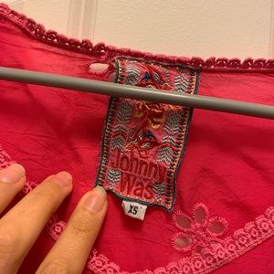 Johnny Was pink boho top